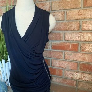 Navy Blue Michael Kors blouse with zipper side detail - Size M